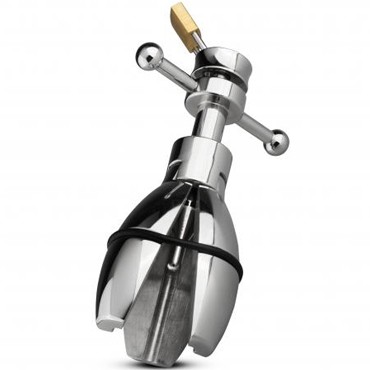 Sinner Metal Anal Spreader Butt Plug, серебристая