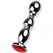 Toyfa Metal Анальная втулка с кристаллом, серебристый/красный