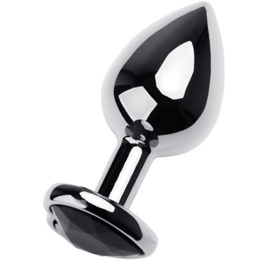 Toyfa Metal Анальная втулка с кристаллом - сердце, серебристый/черный