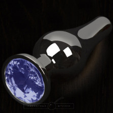 Маленькая анальная пробка с кристаллом, графит/синий