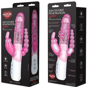 Hustler Slim Double Penetration Rabbit, розовый