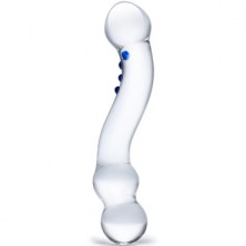 Glas 6" Textured G-Spot Glass Dildo, прозрачный