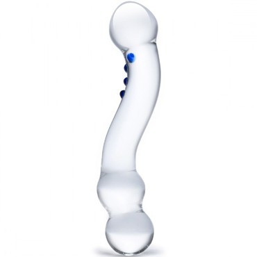 Glas 6" Textured G-Spot Glass Dildo, прозрачный