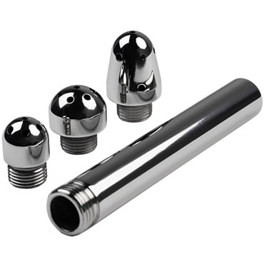 Toyfa Metal Анальный душ с насадками, серебристый