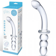Glas 8" Ribbed G-Spot Glass Dildo, прозрачный