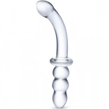Glas 8" Ribbed G-Spot Glass Dildo, прозрачный