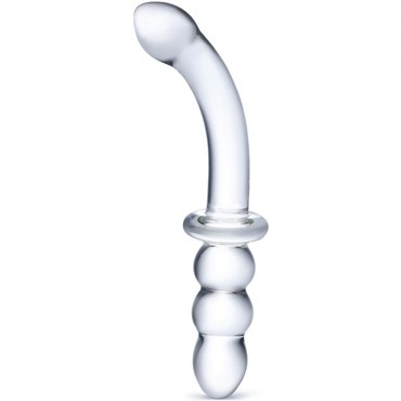 Glas 8" Ribbed G-Spot Glass Dildo, прозрачный
