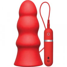 Doc Johnson Kink Vibrating Silicone Butt Plug Rippled 19см, красный
