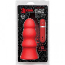Doc Johnson Kink Vibrating Silicone Butt Plug Rippled 19см, красный