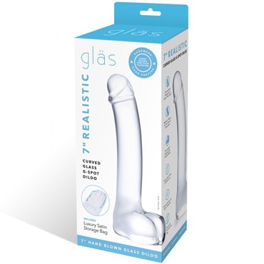 Glas 7" Realistic Curverd Glass G-Spot Dildo, прозрачный