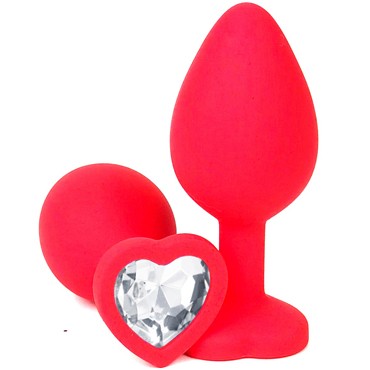 Vandersex Анальная пробка из силикона M, красный/прозрачный