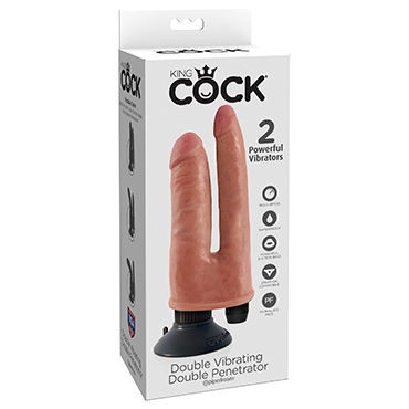 Pipedream King Cock Vibrating Double Penetrator, телесный