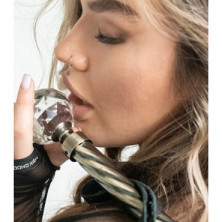 Fetish Dreams Флоггер черный , рукоятка с кристаллом, длинные хлысты