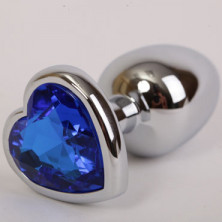 4sexdream Пробка металл с сердечком S, серебристый/синий