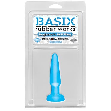 Pipedream Basix Rubber Works Beginners Butt Plug, голубая