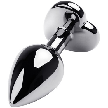 Toyfa Metal Анальная втулка с кристаллом - сердце, серебристый/прозрачный