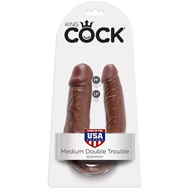 Pipedream King Cock U-Shaped Medium Double Trouble, коричневый