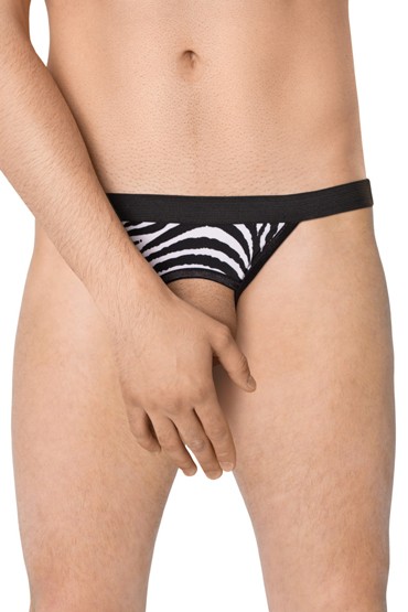 SoftLine Стринги мужские с вырезом, чёрно-белые