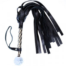 Fetish Dreams Флоггер черный, рукоятка с кристаллом, шипы на хлыстах