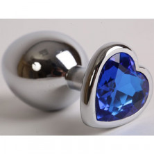 4sexdream Пробка металл с сердечком M, серебристый/синий