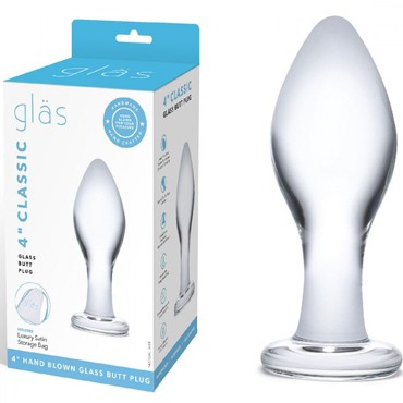 Glas 4" Classic Glass Butt Plug, прозрачная
