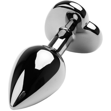 Toyfa Metal Анальная втулка с кристаллом - сердце, серебристый/черный