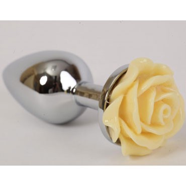 4sexdream Анальная ювелирка Роза M, серебристый/желтый