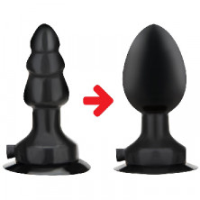 Lux Fetish Inflatable Vibrating Butt Plug With Suction Base, черная