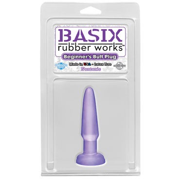 Pipedream Basix Rubber Works Beginners Butt Plug, фиолетовая