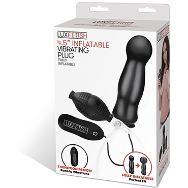 Lux Fetish Inflatable Vibrating Plug, черная