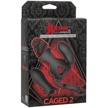 Doc Johnson Kink Silicon Cock Cage & Plug Vibrating, черный