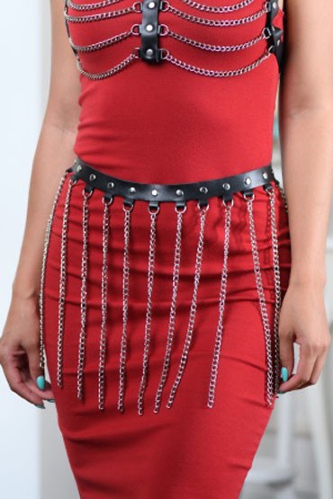 BDSM Арсенал Портупея-юбка с цепочками, черная