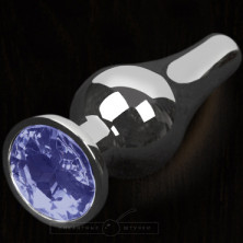 Маленькая анальная пробка с кристаллом, серебристый/синий