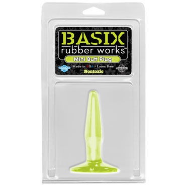 Pipedream Basix Rubber Works Mini Butt Plug, желтая