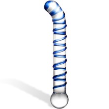 Glas Mr. Swirly 6.5" G-Spot Glass Dildo, прозрачно-синий