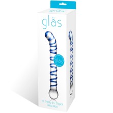 Glas Mr. Swirly 6.5" G-Spot Glass Dildo, прозрачно-синий