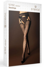 Le Frivole Sense Сетчатые чулки с поясом и ромбовидным узором, черные