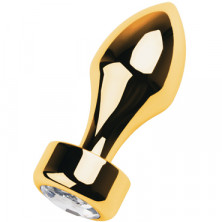 Toyfa Metal Анальная втулка с кристаллом, золотой/прозрачный