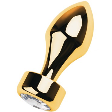 Toyfa Metal Анальная втулка с кристаллом, золотой/прозрачный