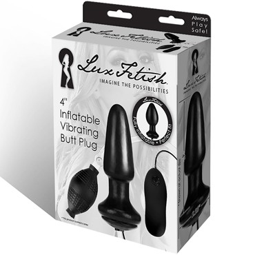 Lux Fetish 4" Inflatable Vibrating Butt Plug, черная