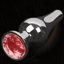 Маленькая анальная пробка с кристаллом, серебристый/красный