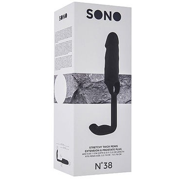 Shots Toys Sono Stretchy Penis Extension and Plug №38, черная