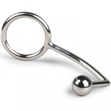 Sinner Metal Cock Ring With Anal Plug Size S, серебристое