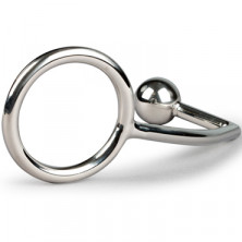 Sinner Metal Cock Ring With Anal Plug Size S, серебристое