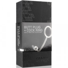 Sinner Metal Cock Ring With Anal Plug Size S, серебристое