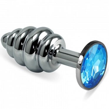 4sexdream Анальная ювелирка Фигурная M, серебристый/голубой