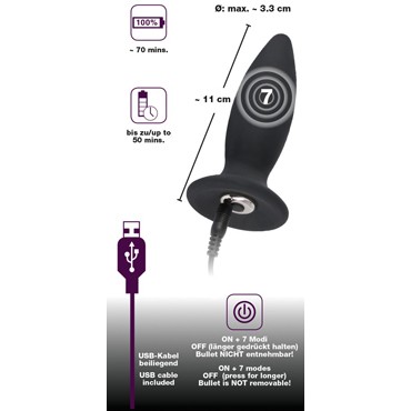 Orion Black Velvets Rechargeable Plug Small, черная