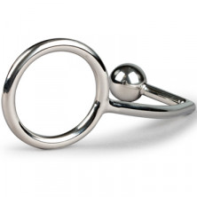 Sinner Metal Cock Ring With Anal Plug Size M, серебристое