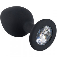 White Label Силиконовая пробка с кристаллом M, черный/прозрачный