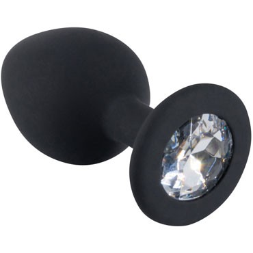 White Label Силиконовая пробка с кристаллом M, черный/прозрачный